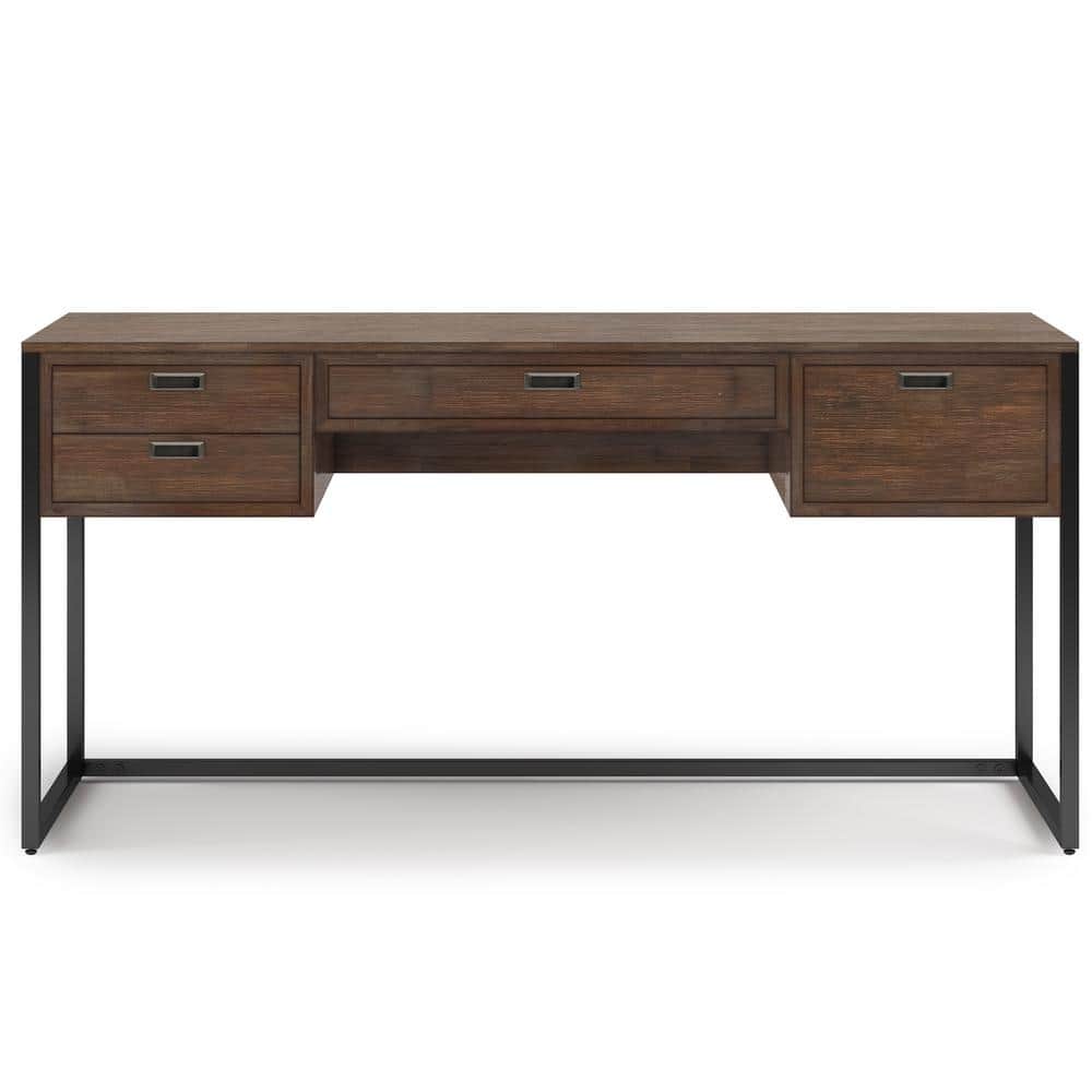 Richmond Rustic Natural Brown Acacia 60" Industrial Desk with Keyboard Tray