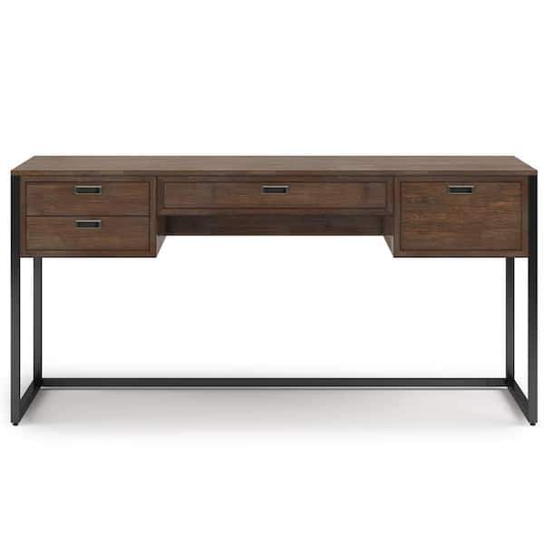 Gorlest Solid Acacia Wood Modern Industrial Desk Trent Austin Design Size: 31 H x 72 W x 24 D, Color (Top/Frame): Distressed Charcoal Brown/Matte