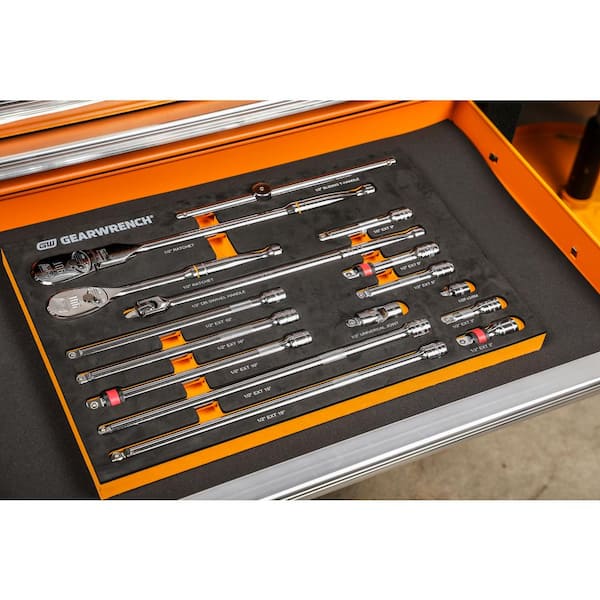 GEARWRENCH 1/2 in. 90T Ratchet and Drive Tool Set with EVA Foam