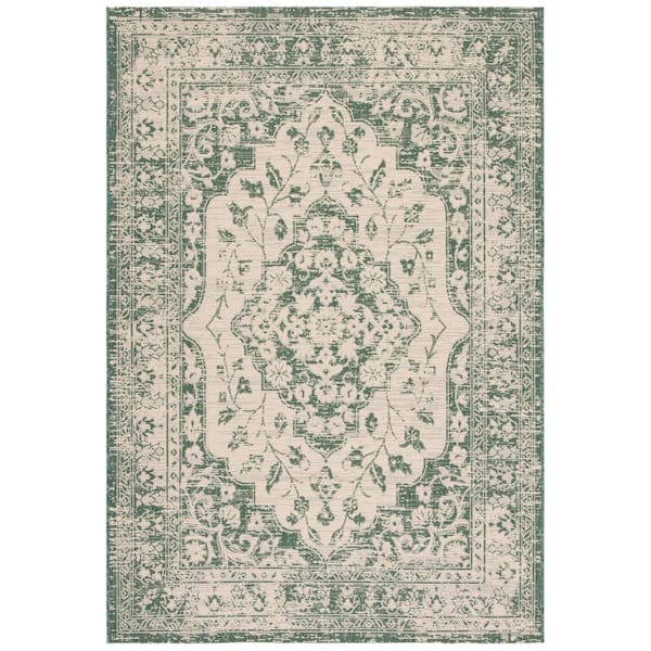 Black Floral Medallion Indoor/Outdoor Area Rug