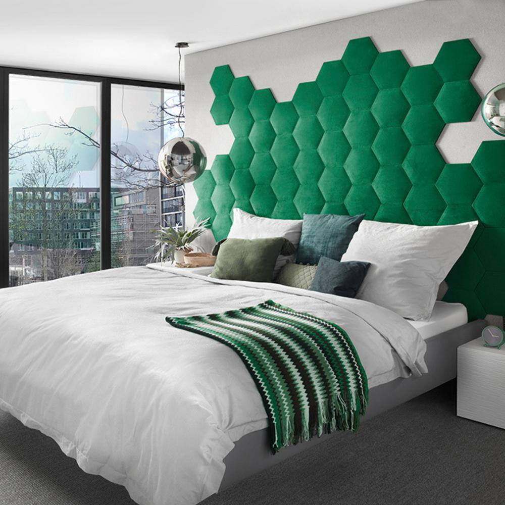 Gray Velvet 3D Hexagon Wall Panels
