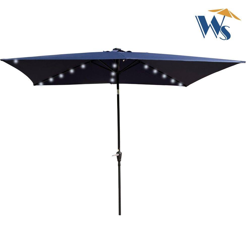 Metal 10 ft. x 6.5 ft. Outdoor Rectangular Patio Umbrella with LED Light, Crank and Push Button Tilt for Garden price history on PriceWatchPro