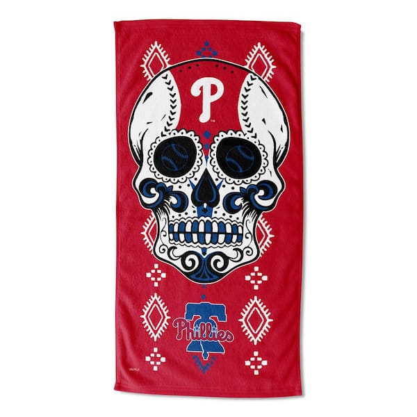 THE NORTHWEST GROUP MLB Phillies Candy Skull Printed Cotton/Polyester Blend Multicolor Beach Towel