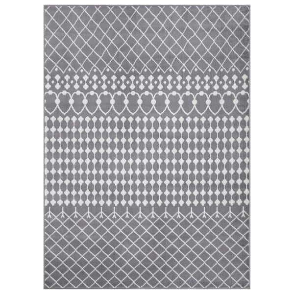 Ottomanson Rixos Collection Moroccan Trellis 8x10 Indoor Living Room Area Rug, 7 ft. 10 in. x 9 ft. 10 in., Gray/White