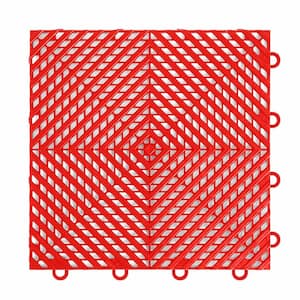 FlooringInc Red Vented 12 in. W x 12 in. L x 3/8 in. T Polypropylene Garage Flooring Tiles (16 Tiles/16 sq.ft.)