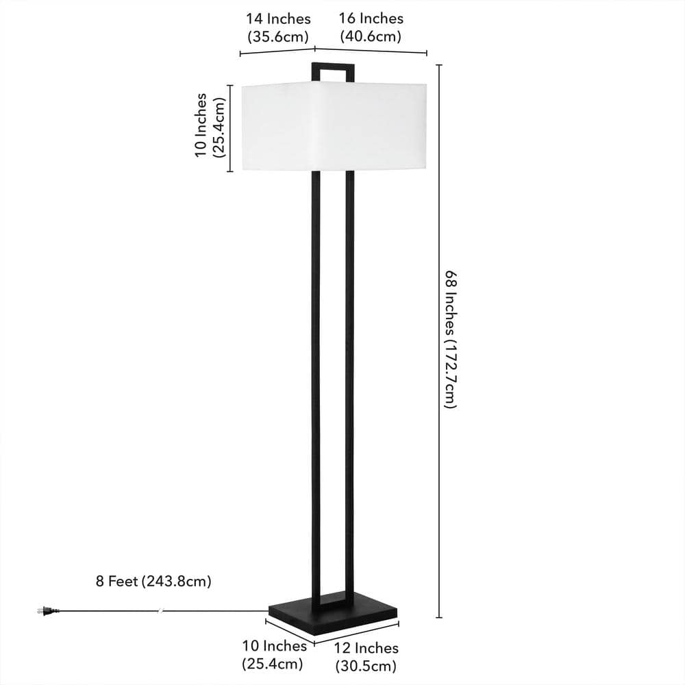 Adair 68" White Linen Shade Modern Arc Floor Lamp with Voice Assistant Compatibility
