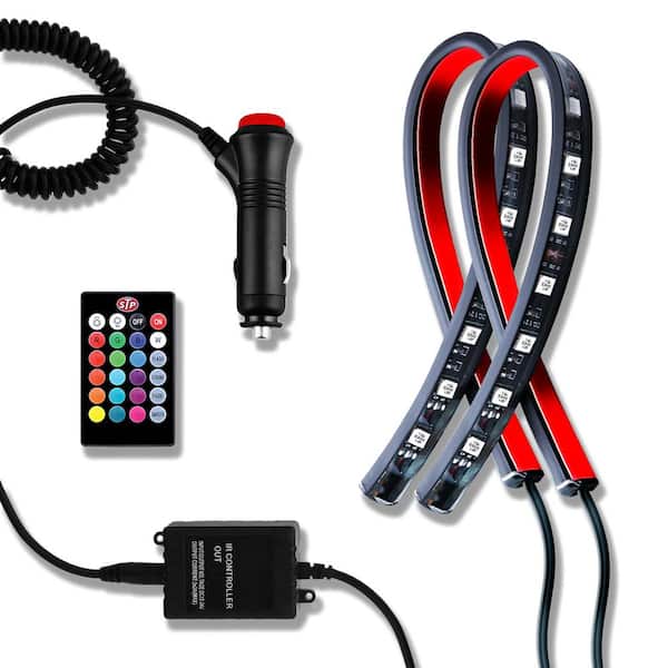 STP LED Car Interior Lights, 16 Colors, Customizable, Flash/Music Modes, 2-Pack, Size: One Size