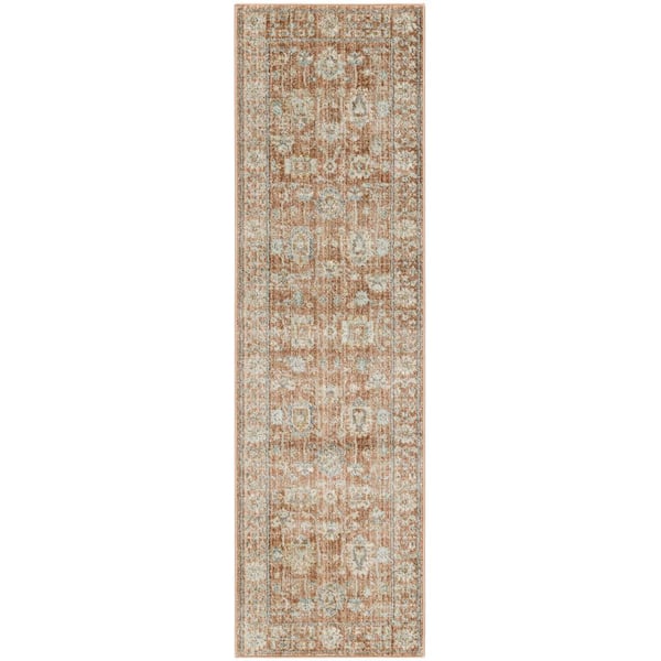 Nourison Home Oases Terracotta 2 ft. x 8 ft. Distressed Traditional Runner Area Rug