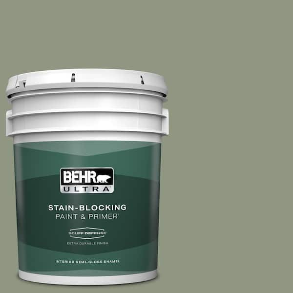 BEHR ULTRA 5 gal. #PPU11-17 Hillside Green Extra Durable Semi-Gloss Enamel Interior Paint & Primer