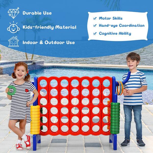 Costway 4-in-A Row Giant Game Set w/Basketball Hoop for