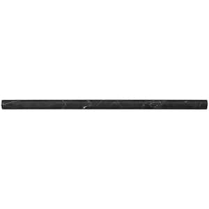 Blackout Nero Marquina 0.75 in. x 12 in. Honed Marble Pencil Liner Tile Trim