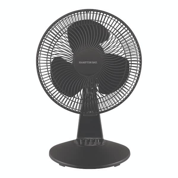 12 in. 3-Speed Oscillating Personal Desk Fan with Tiltable Head in Black