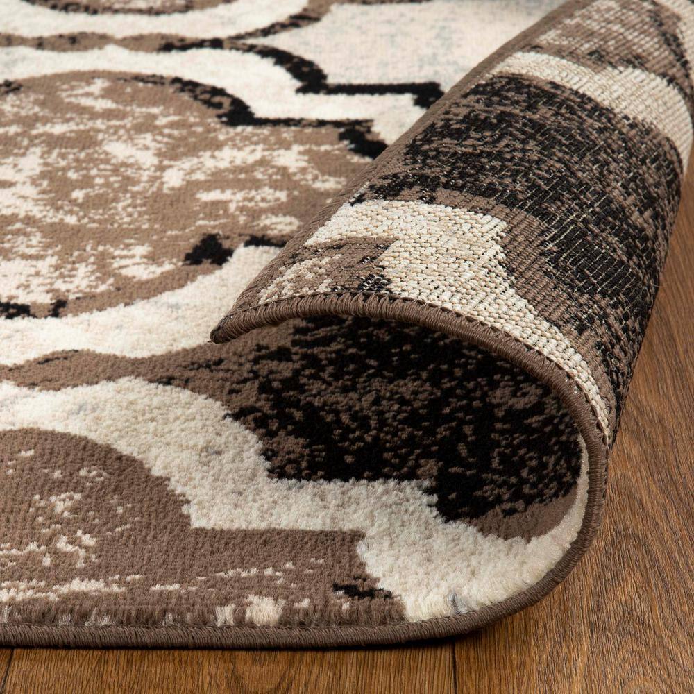 Ivory Trellis 2'7" x 12' Synthetic Runner Rug with Stain-resistant Design