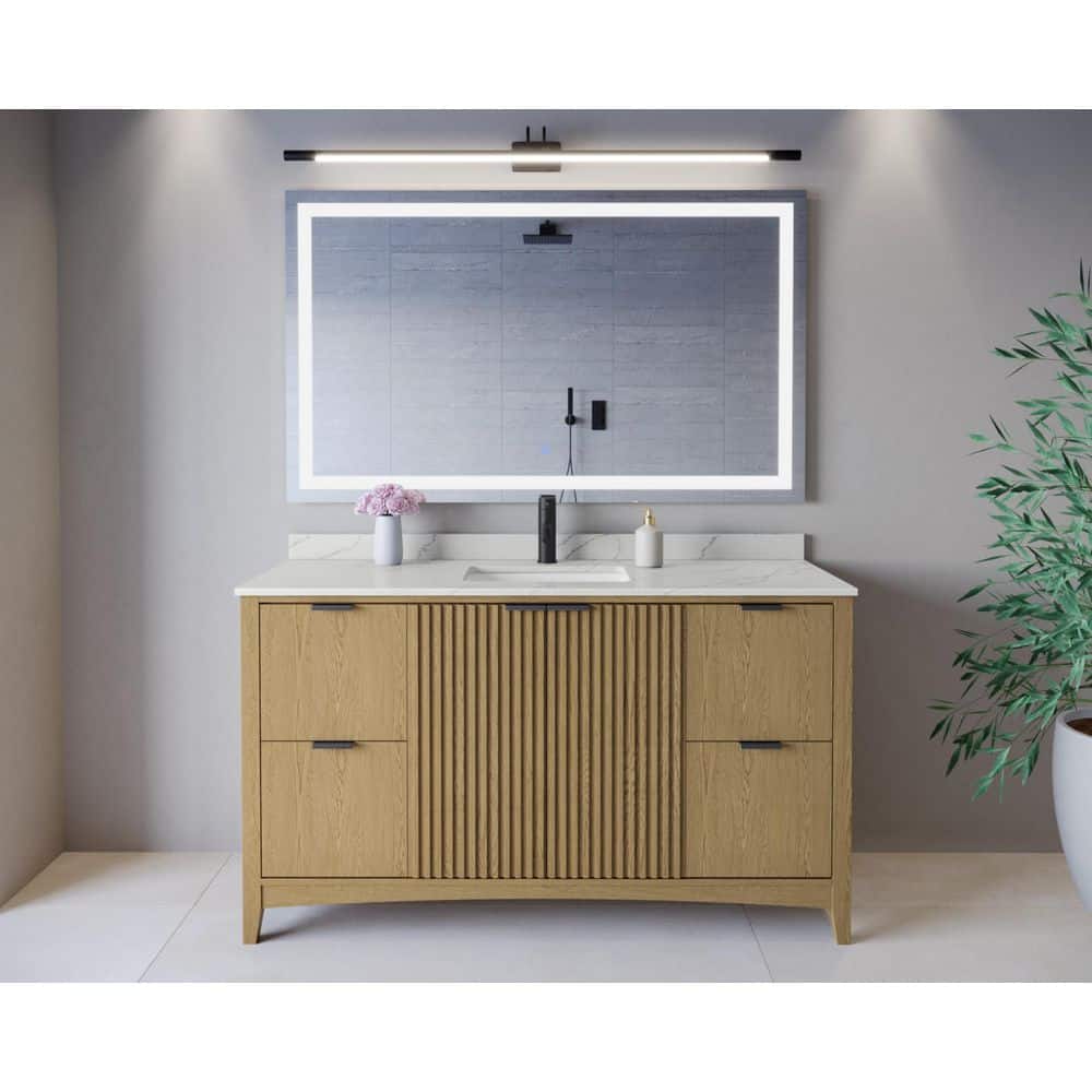 Palmilla 60 in. Single Freestanding Natural Oak Bath Vanity with Giotto Quartz Top Assembled price history on PriceWatchPro