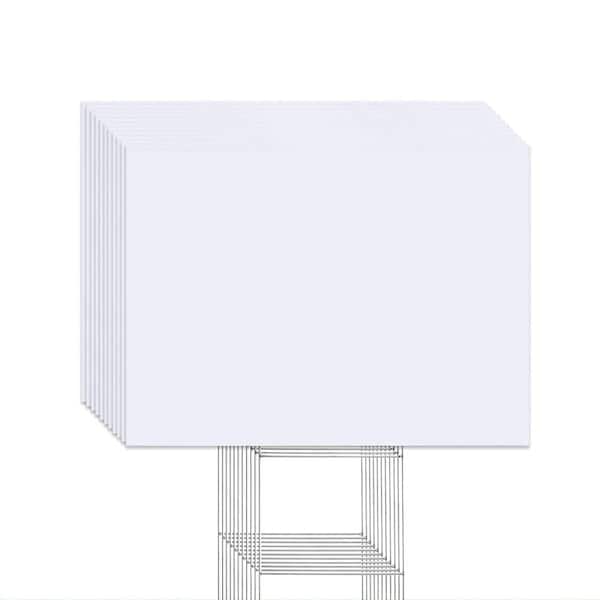 Phewnyzo 50 Pcs 18 x 24 in. Large Blank Yard Signs with H Stakes Corrugated White Plastic Kit