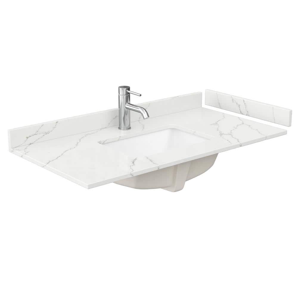 42 in. W x 22 in. D Quartz White Rectangular Single Sink Bathroom Vanity Top in Giotto price history on PriceWatchPro
