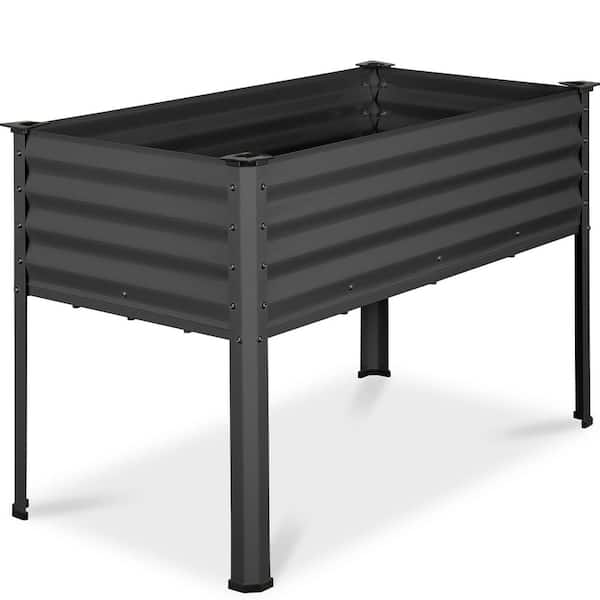 Best Choice Products 48 in. x 24 in. x 30 in. Charcoal Rectangle Galvanized Steel Raised Garden Bed Planter Box