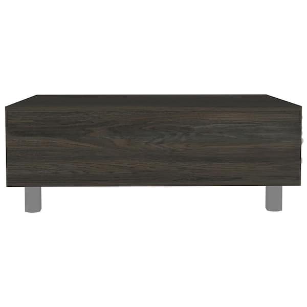 HomeRoots Bernadette 21.4 in. L Espresso 21.4 in. H Rectangle Particle Board Coffee Table with Lift Top and Shelves