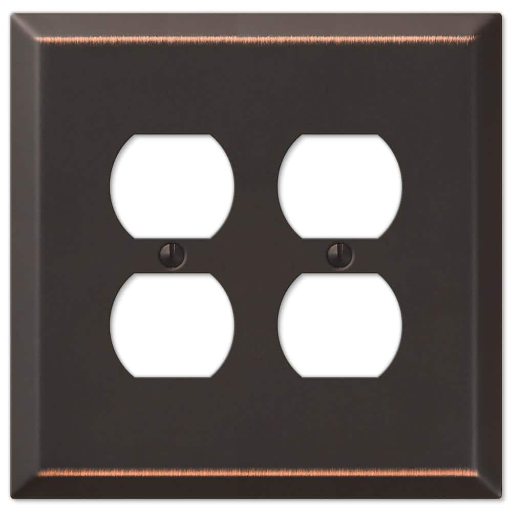 Oversized Aged Bronze Double Duplex Steel Wallplate