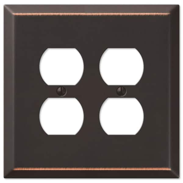 AMERELLE Oversized 2 Gang Duplex Steel Wall Plate - Aged Bronze