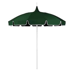 8.5 ft. White Aluminum Commercial Pagoda Market Patio Umbrella with Fiberglass Ribs in Forest Green Sunbrella