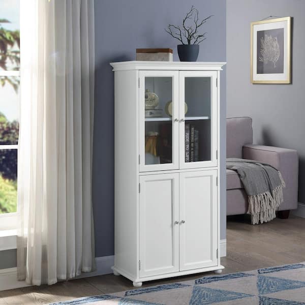 Hampton Harbor 25 in. W x 14 in. D x 53 in. H White Freestanding Linen Cabinet