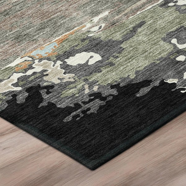 Chantille Machine Washable Indoor/Outdoor Abstract ACN2995 Black 10 ft. x 14 ft. Area Rug