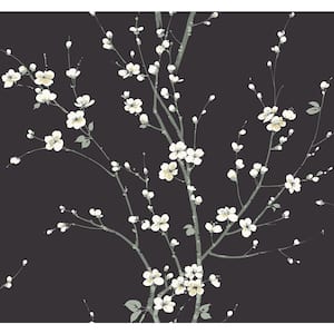 Monterey Black Floral Branch Wallpaper