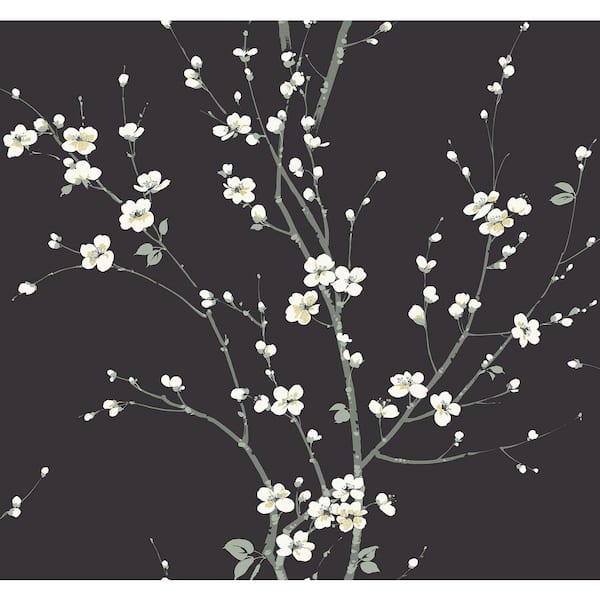 A-Street Prints Monterey Black Floral Branch Wallpaper