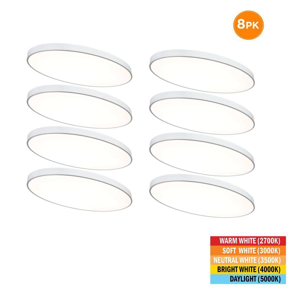 8-Pack 32 in. x 18 in. Oval White LED Flush Mount Ceiling Light Fixture 2700K 3000K 3500K 4000K 5000K 3500 Lumens 52-Wat price history on PriceWatchPro