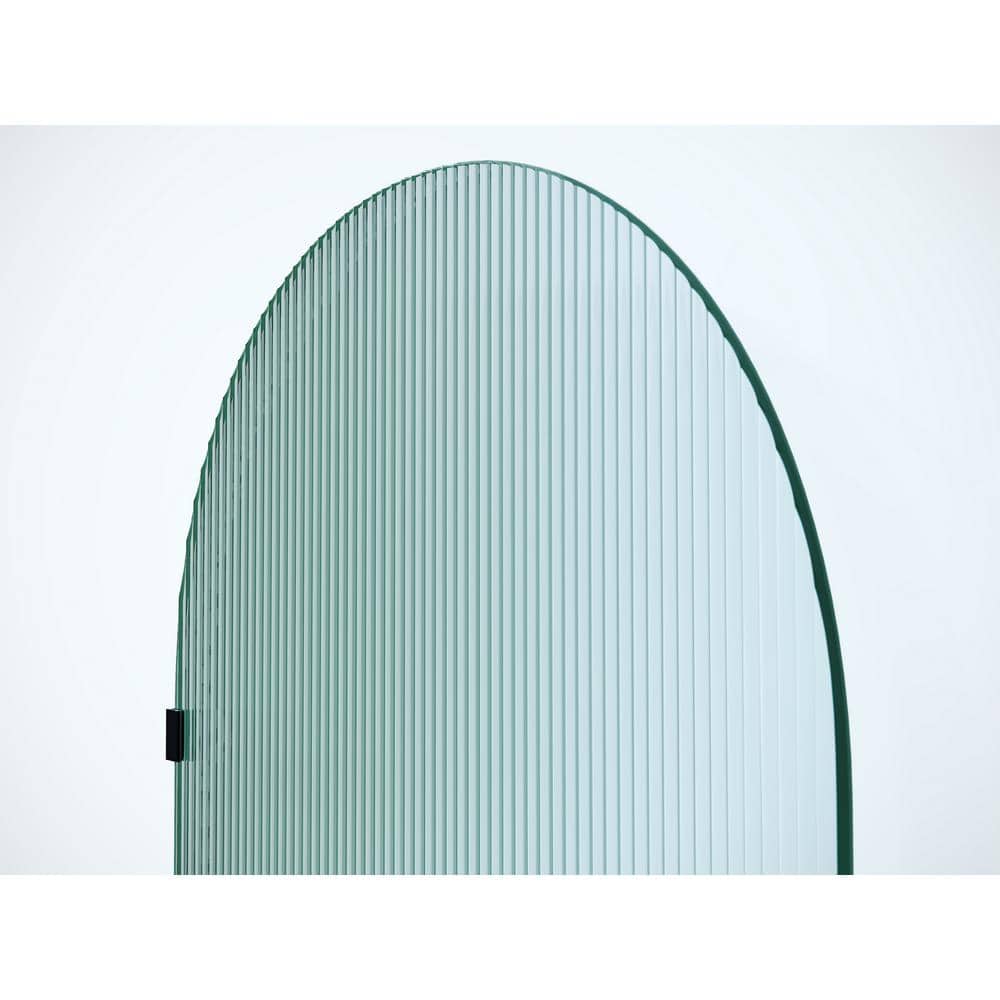 Maven 32" x 86.75" Frameless Arched Fluted Glass Shower Panel with Satin Brass Hardware