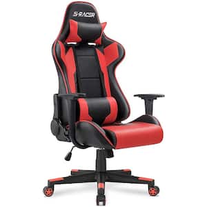 Gaming Chair Racing style Chair Office Chair High Back PU Leather Computer Chair with Headrest (Red)