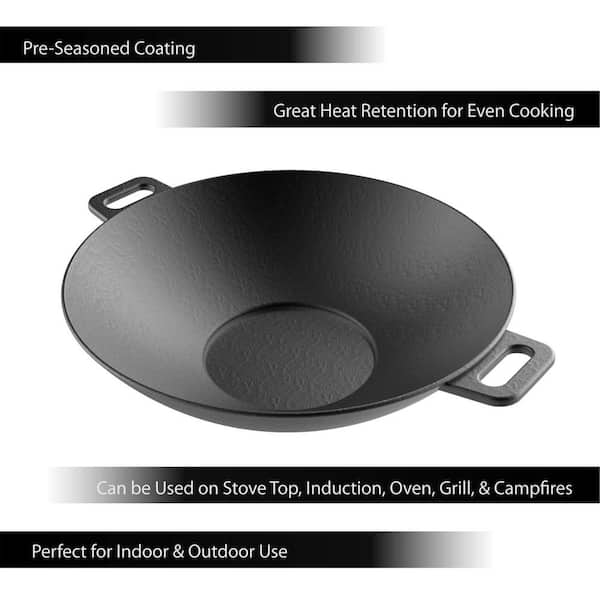 Wok With Lid Cast Iron Cooking Wok Classic Traditional - Temu