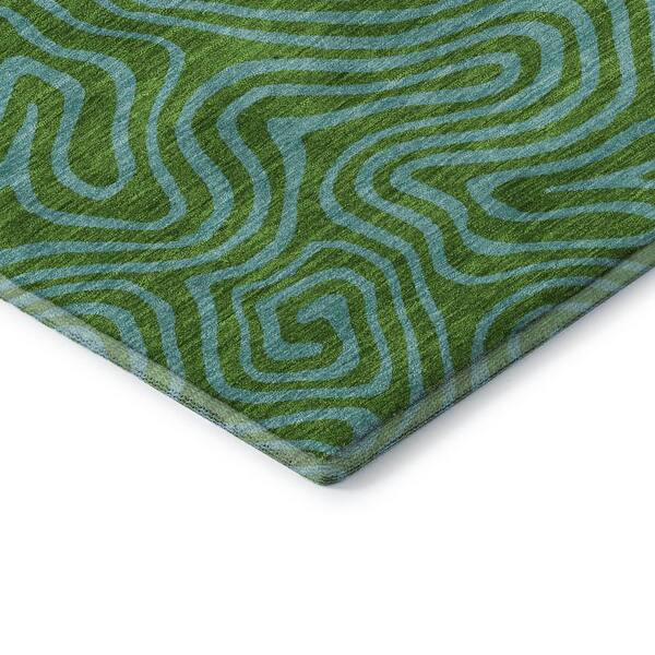 Mayfield Premium Machine Washable Abstract AMF1031 Green 3 ft. x 5 ft. Area Rug