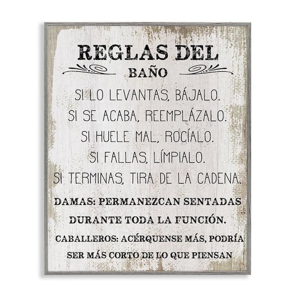 Stupell Industries Fun Bathroom Rules by Lil' Rue Gray Framed Typography Giclee Art Print 30 in. x 24 in.