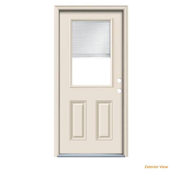 Jeld Wen 36 In X 78 In 1 2 Lite Primed Steel Prehung Left Hand Inswing Back Door W Mini Blinds And Brickmould Thdjw184700038 The Home Depot