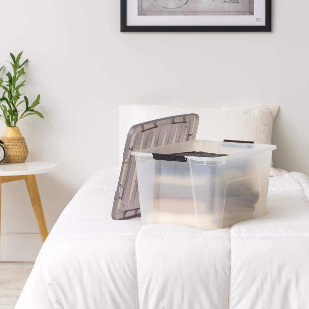 ClearView 40 Qt. Gray Stackable Kids Storage Box with Secure Latch