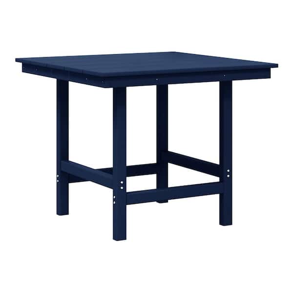 Shoreside Outdoor All Weather Plastic 36 in. Square Patio Dining Table in Navy Blue