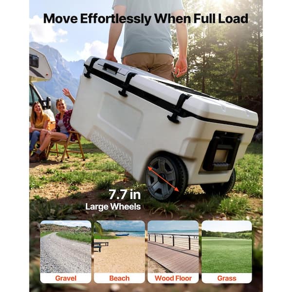SKYSHALO Portable 106 qt. Rolling Cooler with Wheels, Leak