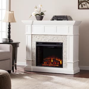 Amesbury 45.5 in. W Corner Convertible Electric Fireplace in White