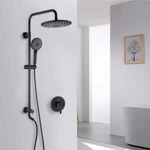 3-Spray Patterns 9 in.Wall-Mounted Shower System with Sliding Bar in Matte Black