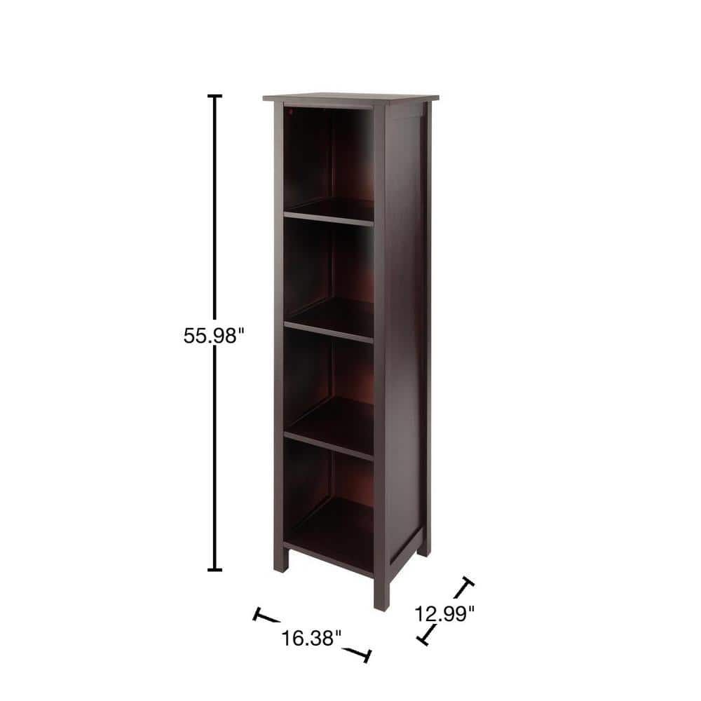 Transitional Walnut Brown 5-Tier Kids Storage Bookshelf