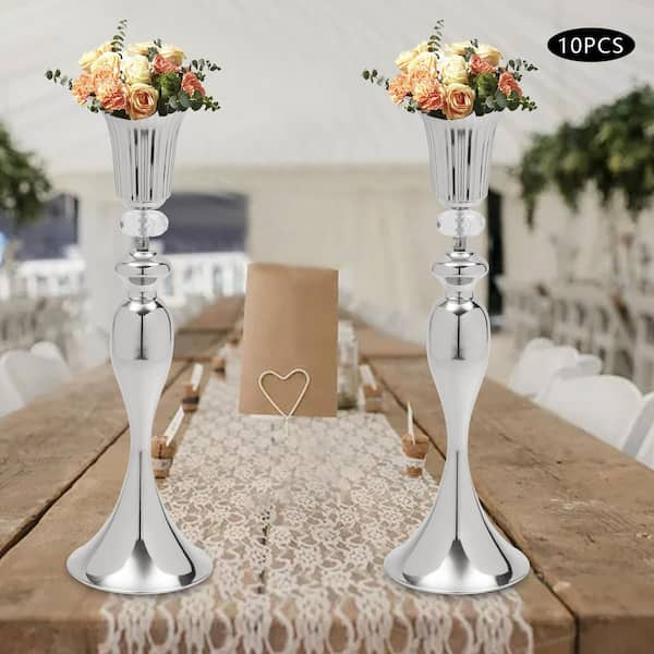 YIYIBYUS 15.6 in. Tall Metal Candle Holder Wedding Decoration Flower  Arrangement Vase in Gold (10-Pieces) CF-ZJ5761-101 - The Home Depot