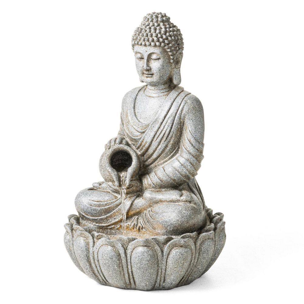 20.5 in. H Zen Style Concrete Meditating Buddha Statue Polyresin Outdoor Waterfall Fountain with Pump and LED Light price history on PriceWatchPro