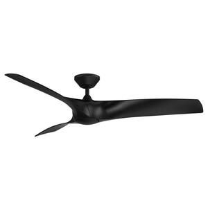 Zephyr 62 in. Indoor/Outdoor Matte Black 3-Blade Smart Ceiling Fan with LED Light Kit and Remote Control