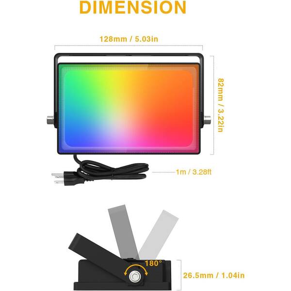 Lukyamzn 4-Piece 20-Watt LED RGB Color Changing Waterproof Flood Light with Remote and Dimmable Modes for Stage Lightings Parties