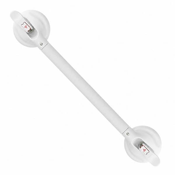 Shower Handle with Dual Strong Suction Cup Grab Bar for Bathroom Safety Support, Seniors and Disabled, White