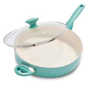 Rio 5 qt. Healthy Ceramic Nonstick Saute Pan with Helper Handle and Lid in Turquoise