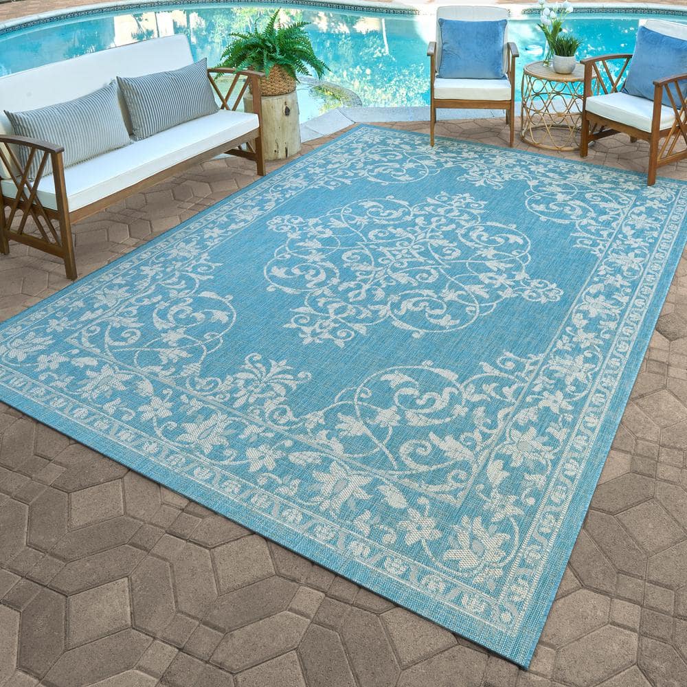 Paseo Oasis Green Synthetic 8' x 10' Reversible Flatweave Rug