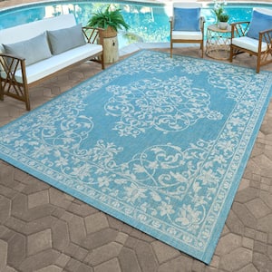 Paseo Ryoan Oasis/Sand 8 ft. x 10 ft. Medallion Indoor/Outdoor Area Rug